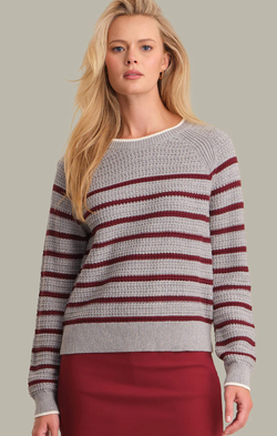 Brooke Crew Neck Textured Stripe Pullover – Mint
