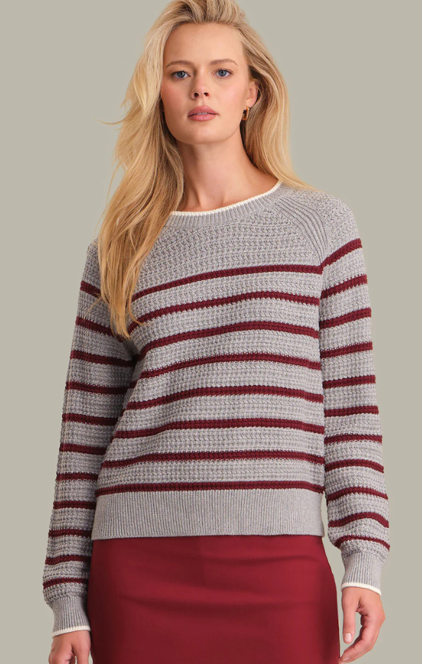 Brooke Crew Neck Textured Stripe Pullover