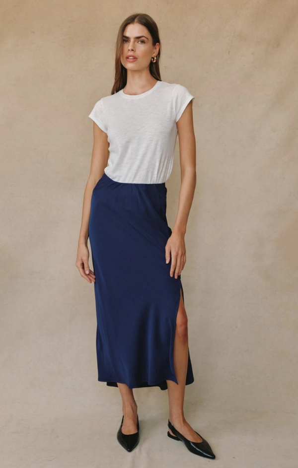 Side Slit Bias Maxi Skirt