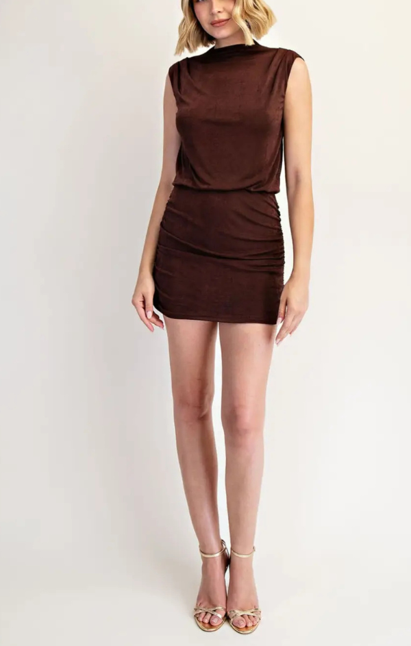 Mock Neck Shimmer Knit Dress