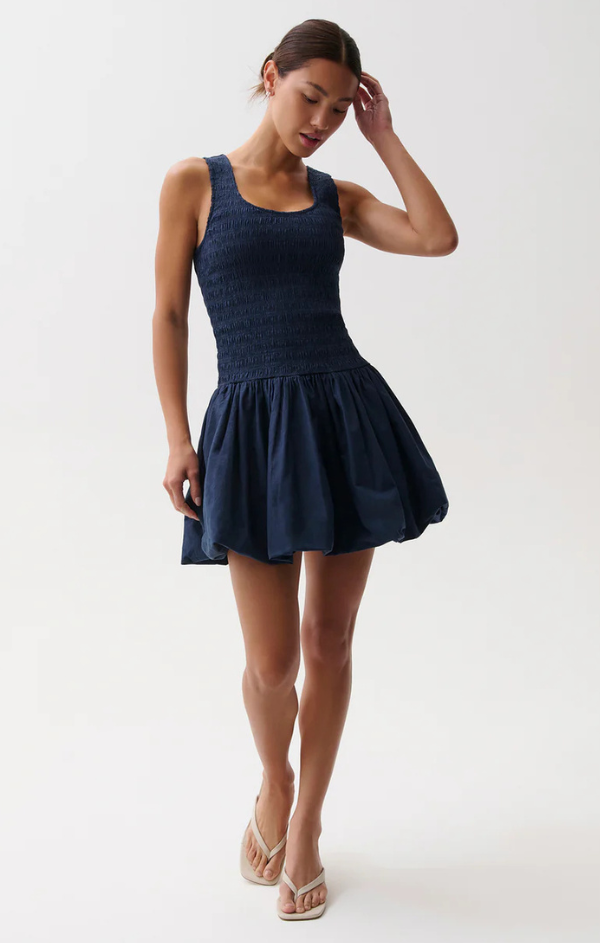 bubble hem dress Sage Floral Print Strapless Mini Elastic waistband. MINI HALTER BUBBLE HEM DRESS