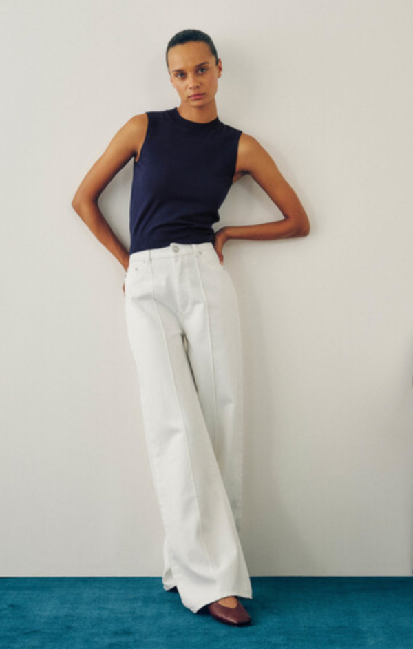 Hepburn Wide Leg Vintage in White Pintuck