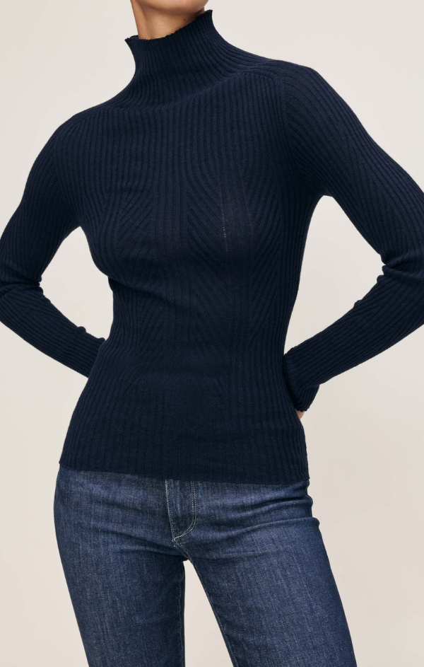 Turtleneck Sweater Top in Navy