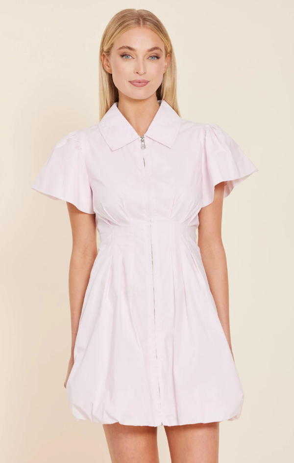 Poplin Zip Bubble Dress – Mint