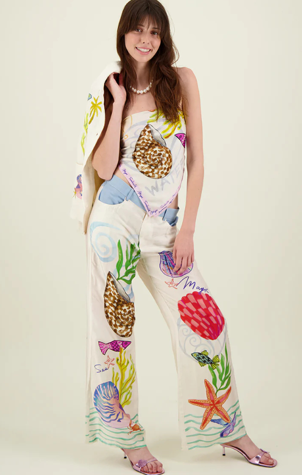 Sandra Combined Denim Wide Leg Pants