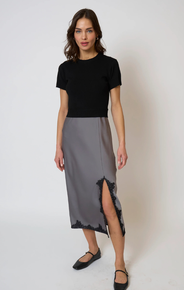 Celeste Lace and Sweater Combo Dress