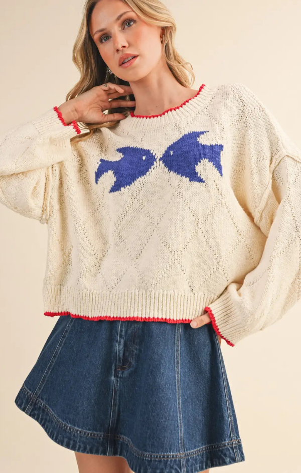 Nori Fish Printed Sweater Top