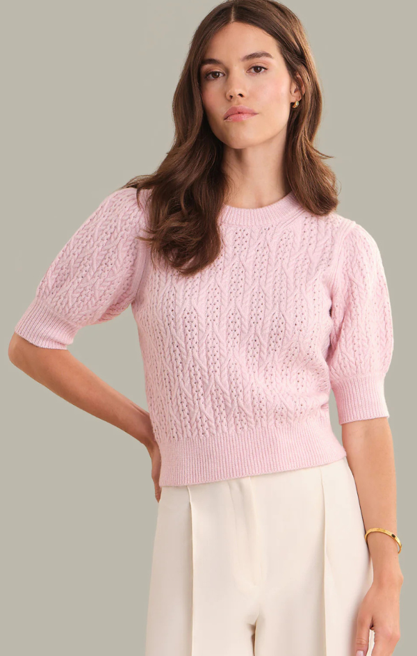 Blaire Cable Knit Puff Sleeve Pullover