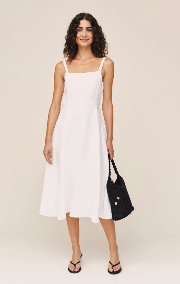 apron midi dress Linen Pinafore Dress