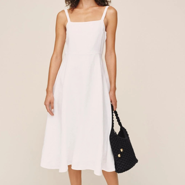 apron midi dress | White | M | Dresses robes_courte Size:39 EU | 8 US Adjustable spaghetti straps Mirror Palais Nightcap Mini