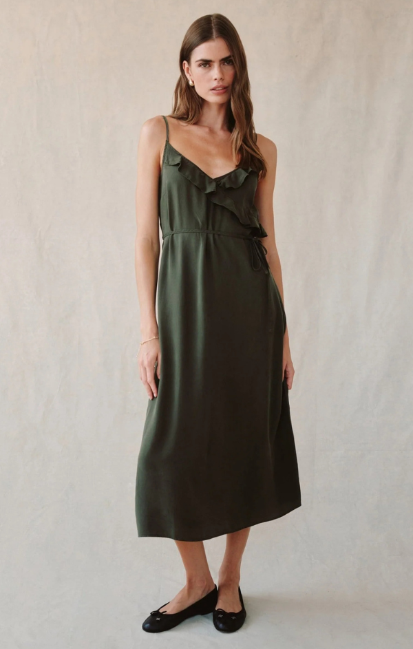 Ruffle Cami Midi Dress - Forest Army, Forest Army / M Ruffle Cami Midi Dress - Forest Army, Forest Army / M