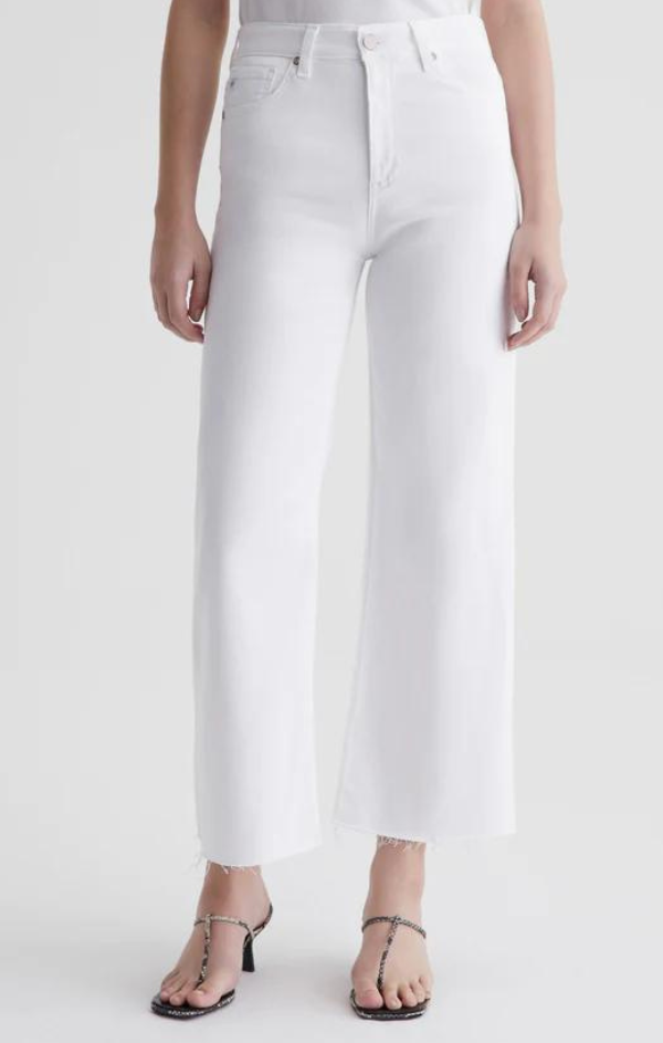 white cropped denim jeans