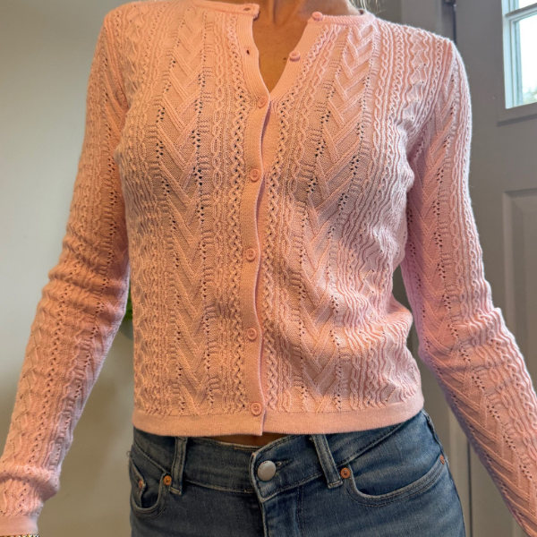 レディース rose motif lame knit cardigan mint