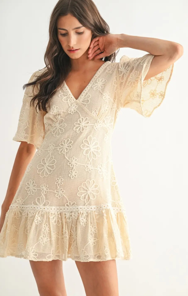 Elegant Floral Lace Mini Dress