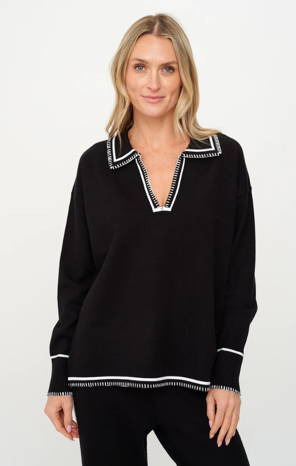 Kellie Stitched V Neck Top