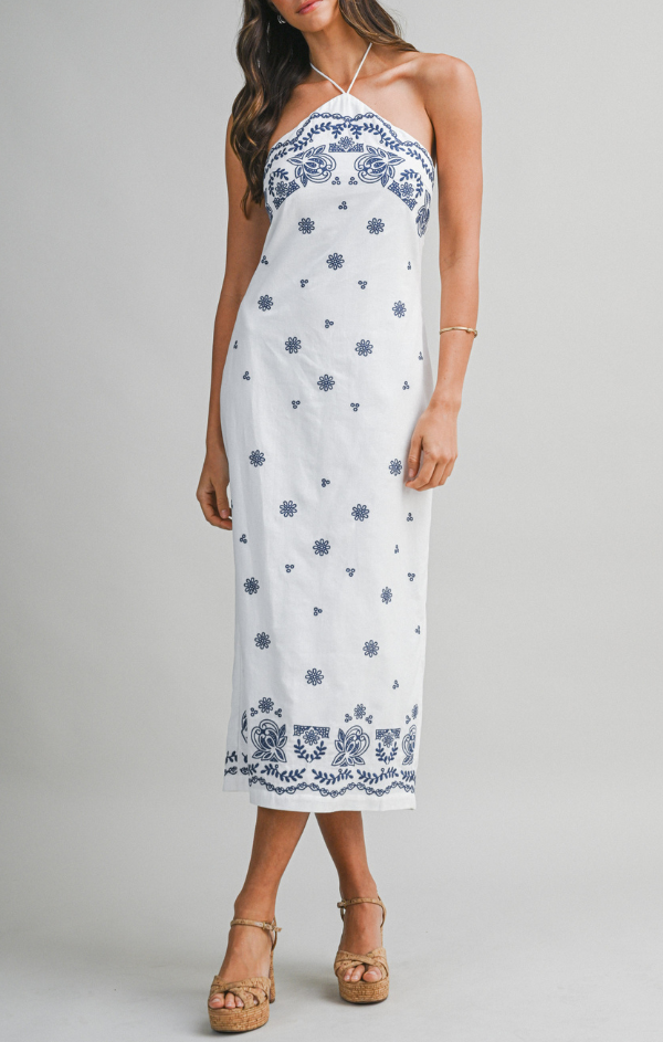 Mimi Embroidered Halter Neck Midi S