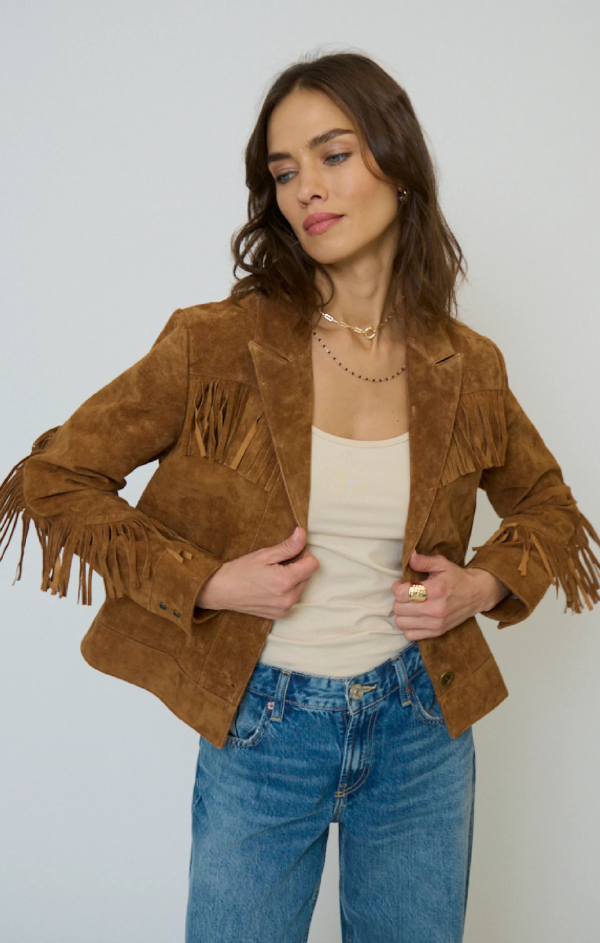 Atlas Genuine Suede Fringe Blazer