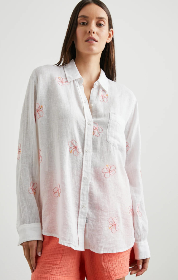 embroidered button up top