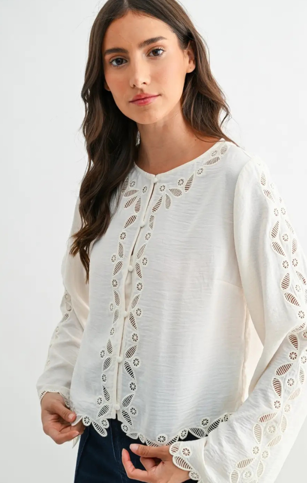 Melanie Scallop Embroidered Lace Blouse