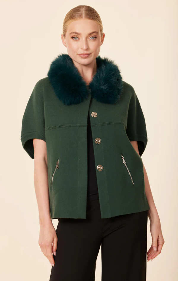 Faux Fur Trim Cardigan