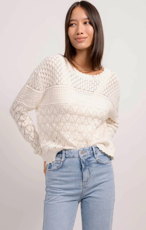 white knit pullover spring sweater