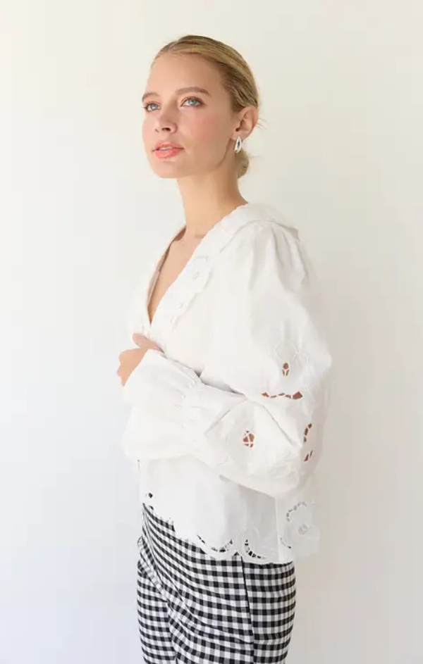 Belle Embroidery Ruffle Blouse