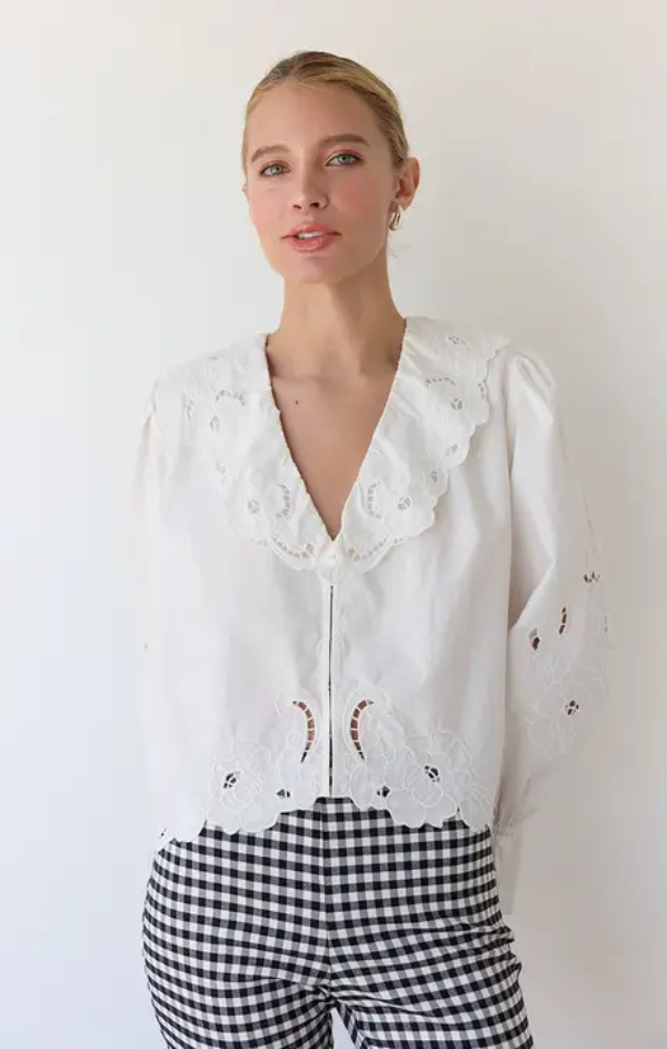 Belle Embroidery Ruffle Blouse