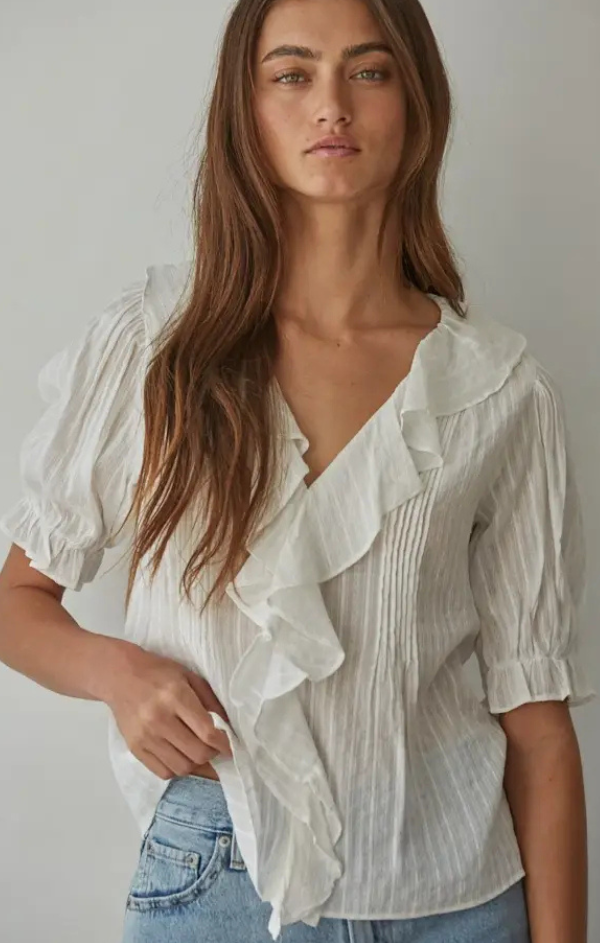 Mariah Woven Cotton V Neck