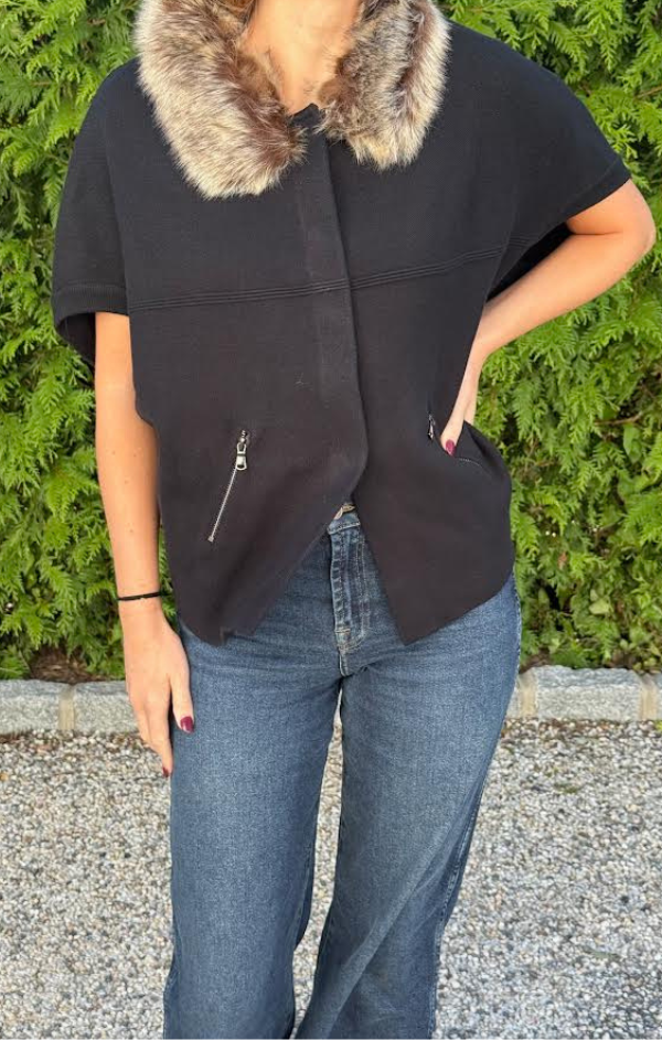 Faux Fur Trim Cardigan