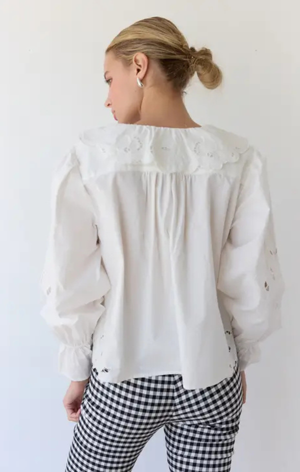 Belle Embroidery Ruffle Blouse