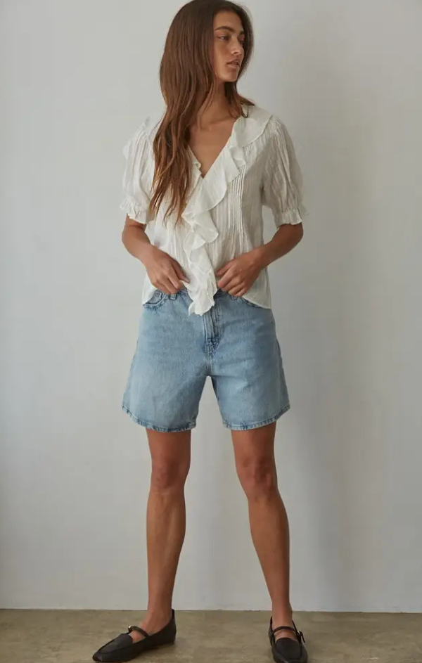 Mariah Woven Cotton V Neck