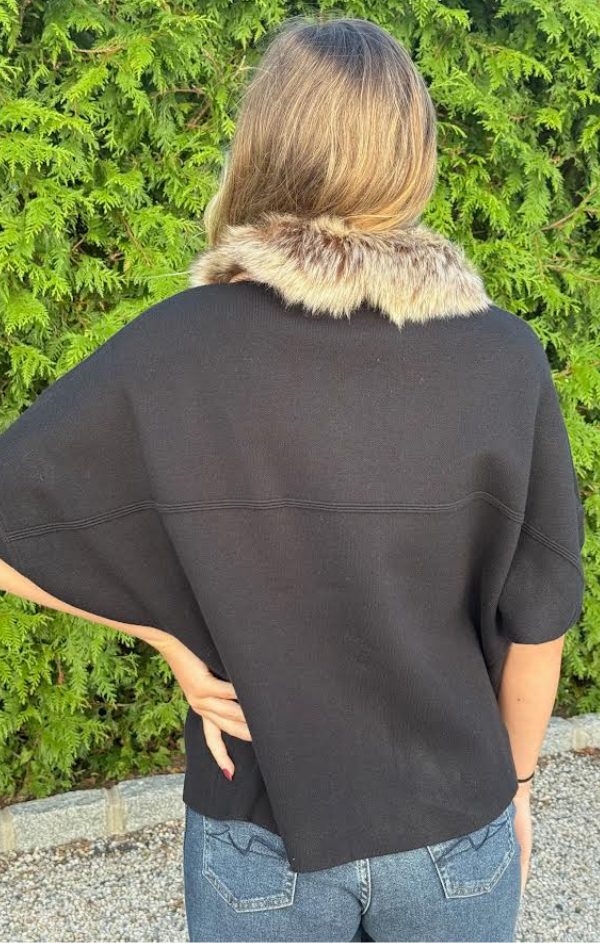 Faux Fur Trim Cardigan