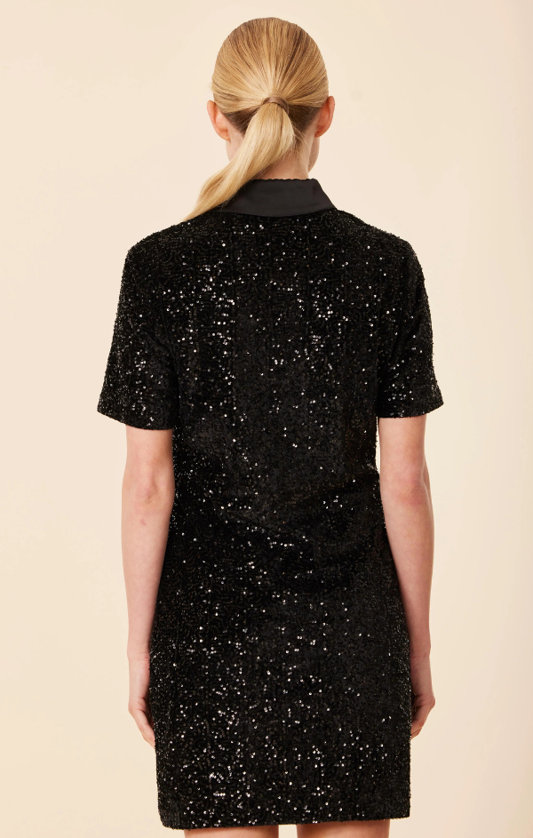 Sequin Polo Short Sleeve Dress