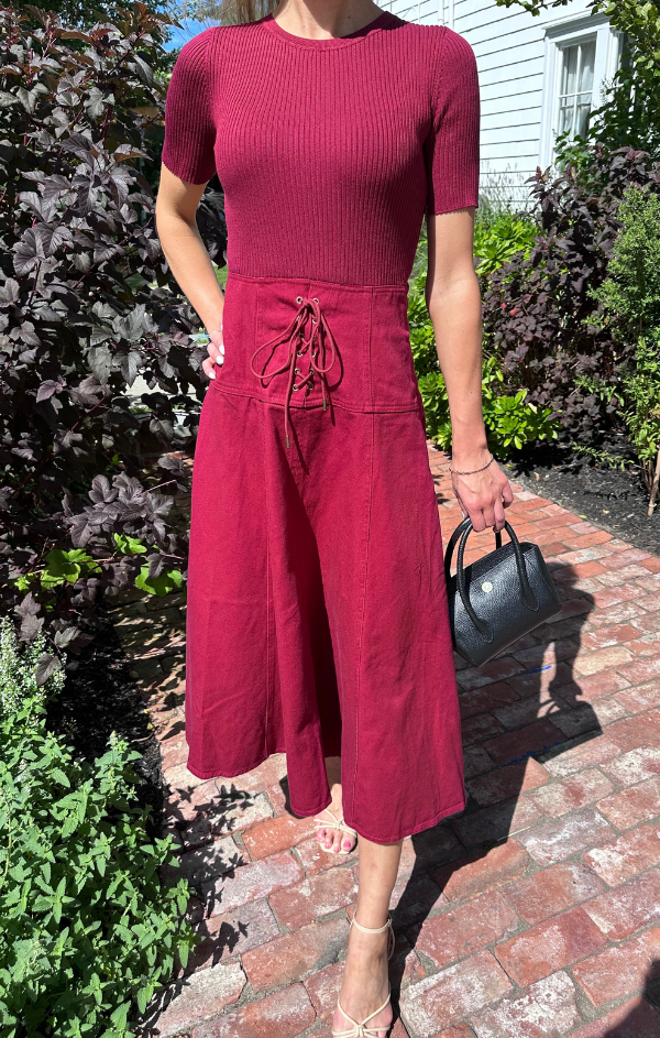 Oxblood Lace Up Midi