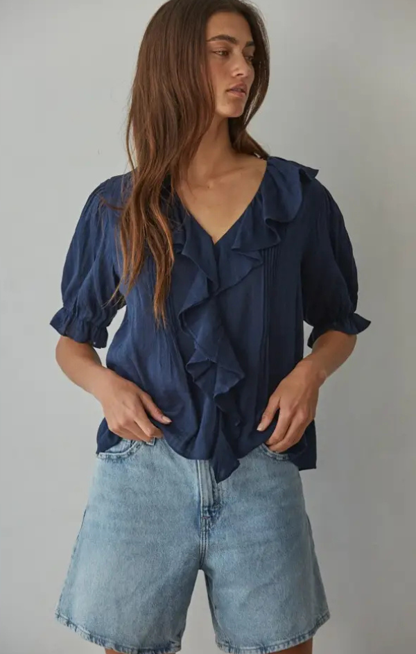 Mariah Woven Cotton V Neck