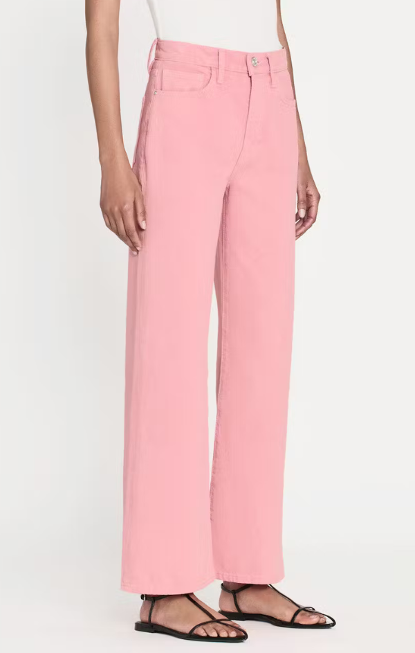 wide led pink denim jeans