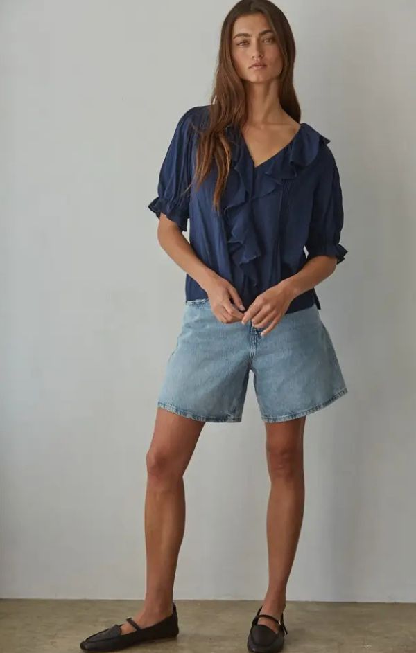 Mariah Woven Cotton V Neck