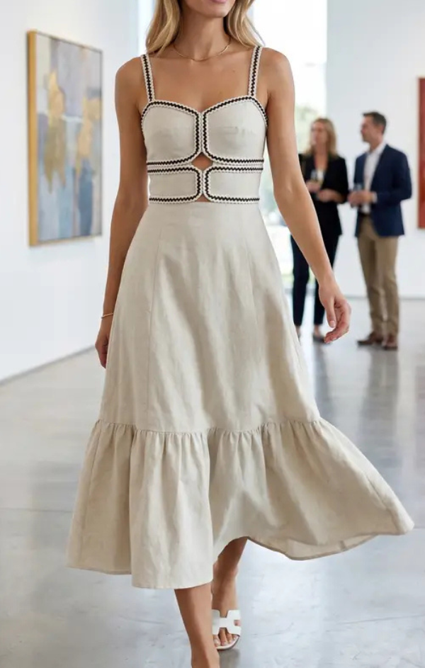 Two-Tone Linen Blend Maxi