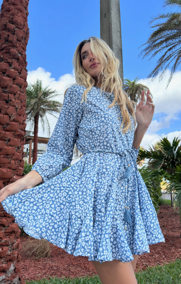knee length dresses for ladies Floral Mini Dress - Black Long Sleeve Floral Print Dress