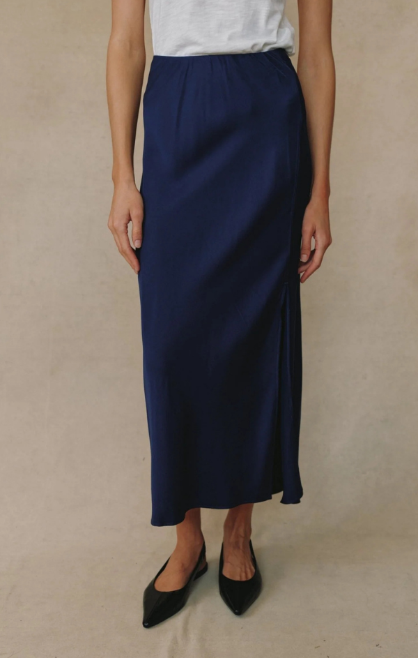 Side Slit Bias Maxi Skirt