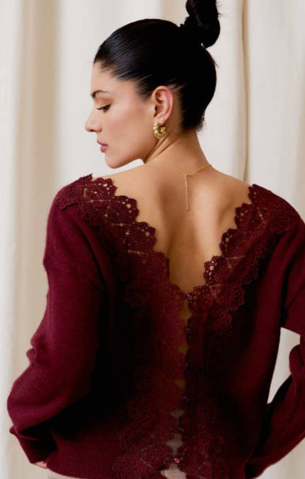 Nancy Lace Trim Sweater