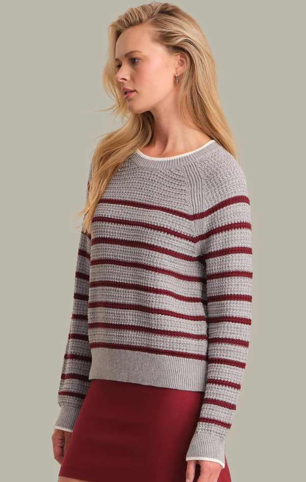 Brooke Crew Neck Textured Stripe Pullover