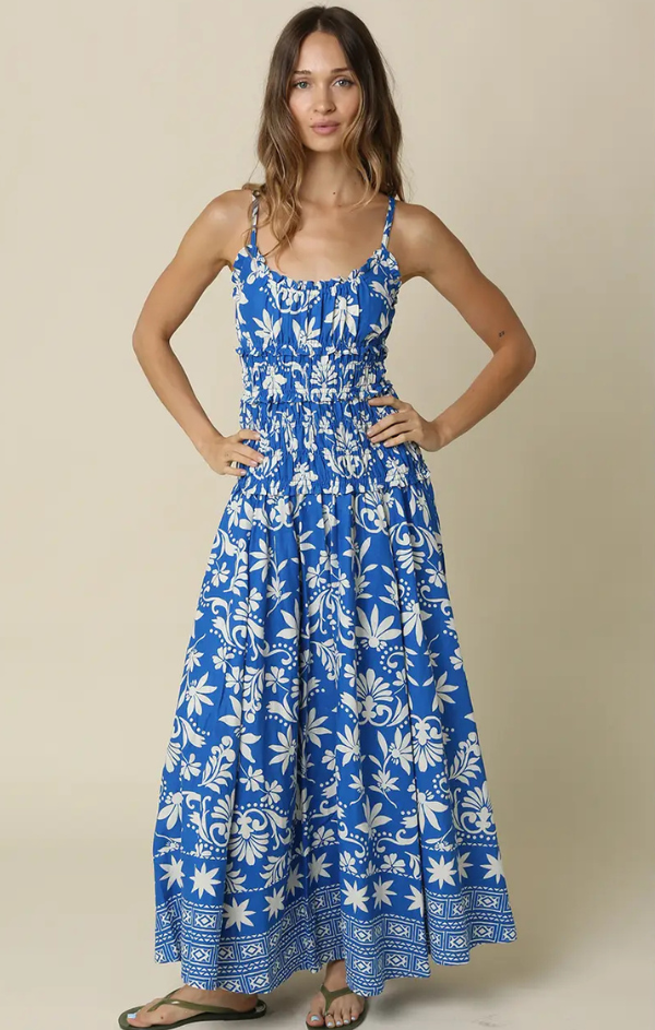 blue medallion floral estelle scalloped dress Isabella Maxi – Mint royal blue floral dress
