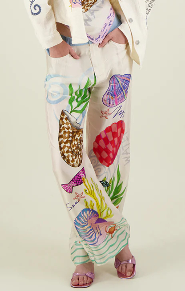 Sandra Combined Denim Wide Leg Pants