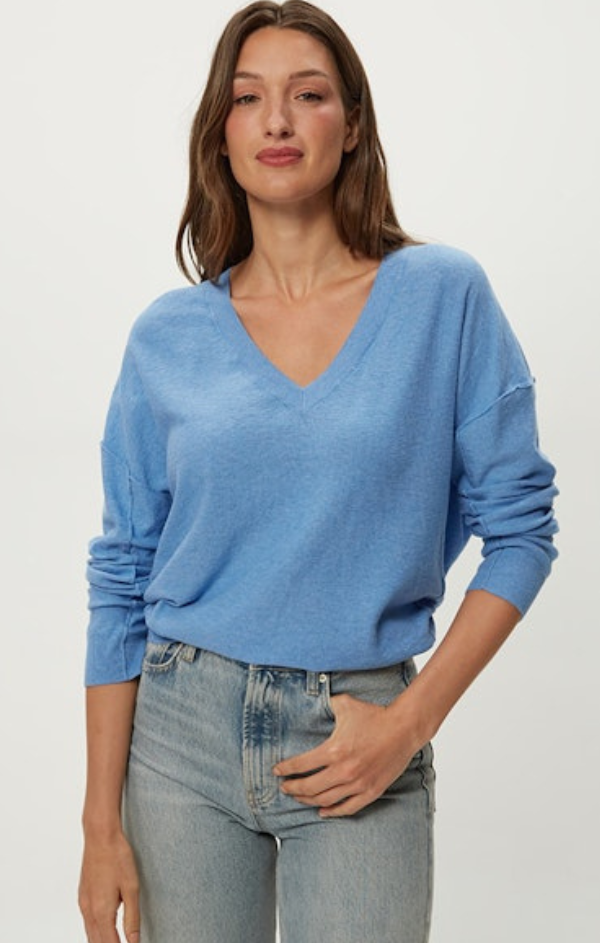 Halsey Cashmere Blend V Neck Long Sleeve Pullover – Mint