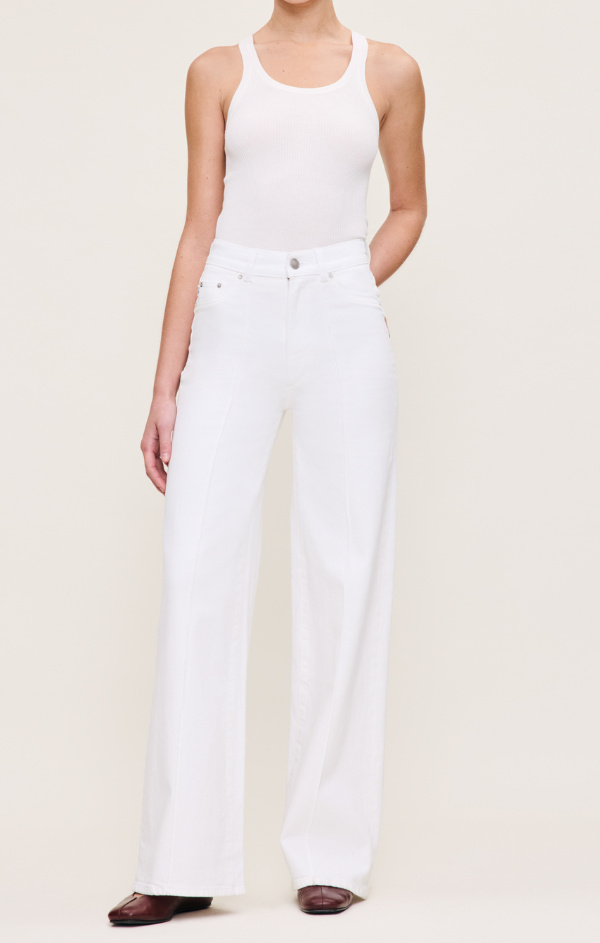 Hepburn Wide Leg Vintage in White Pintuck