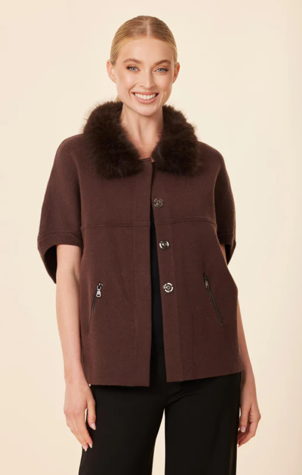 Faux Fur Trim Cardigan