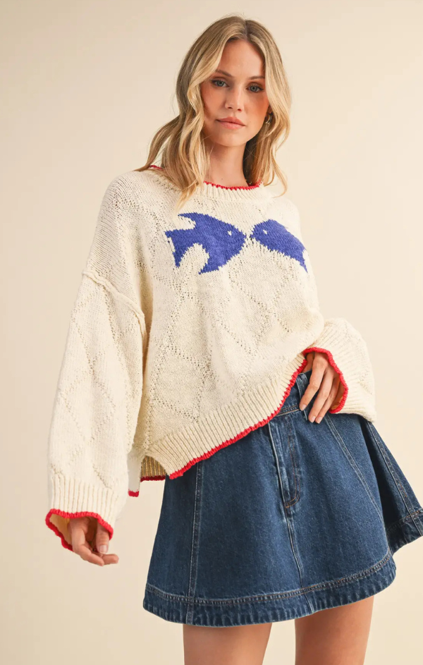 Nori Fish Printed Sweater Top