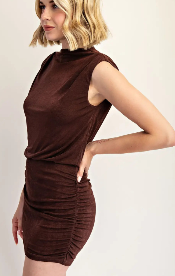 Mock Neck Shimmer Knit Dress