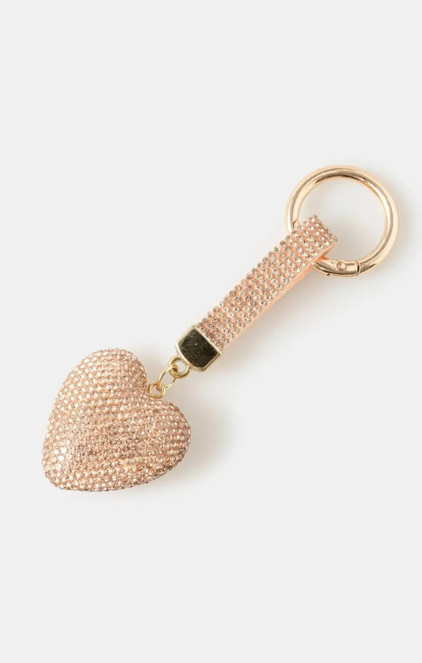 Pave Heart and Tag Bag Charm